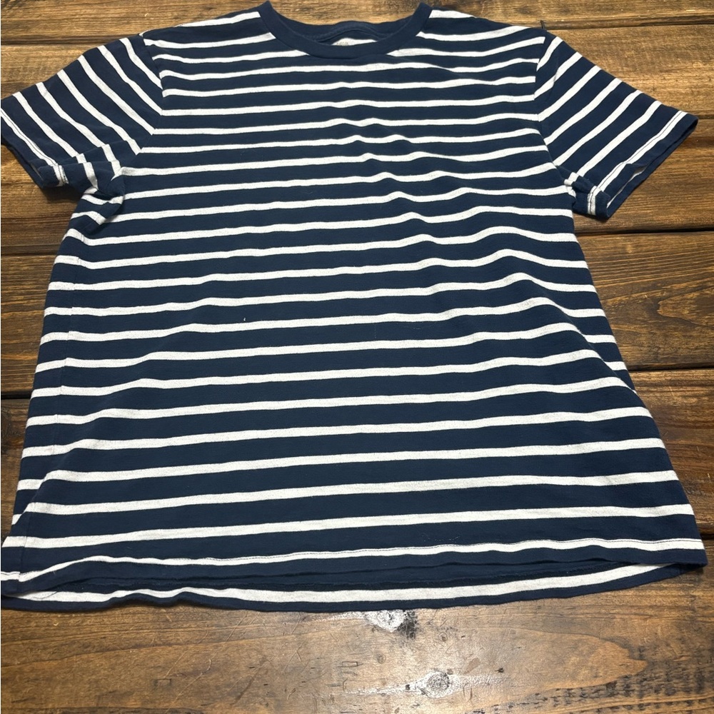 Men’s J Crew Navy and White Striped T-Shirt
